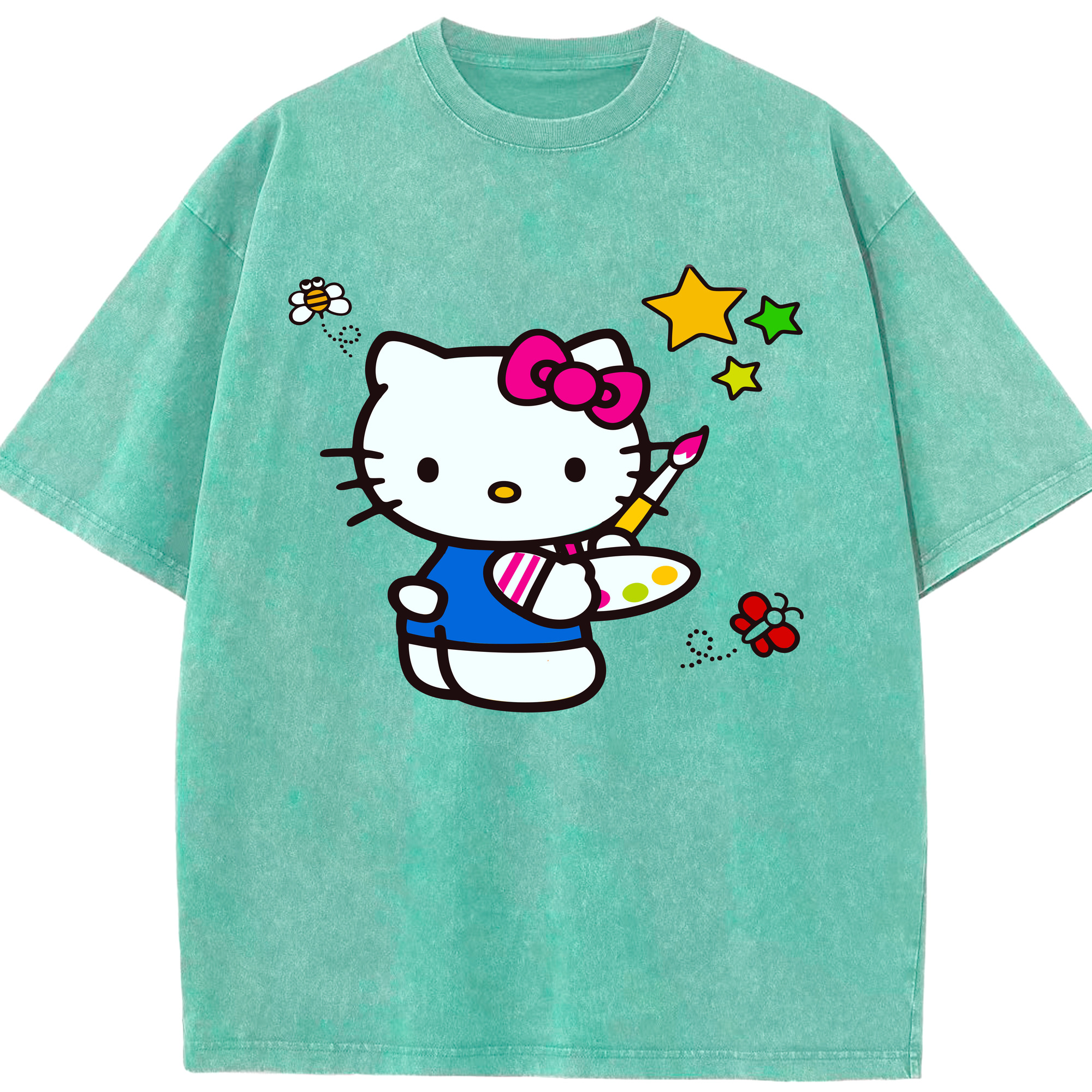 （画像用） Hello Kitty ハローキティ 綿100% ヴィンテージ風 半袖Tシャツ（フロントプリント）